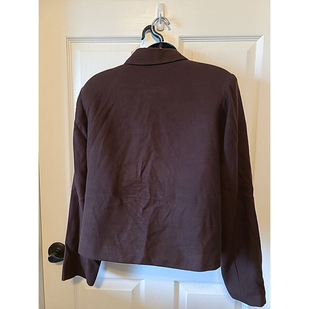 Wintersilks Blazer P14 Brown Pockets Flower Applique Wool Silk Vintage Y2K - Picture 4 of 12